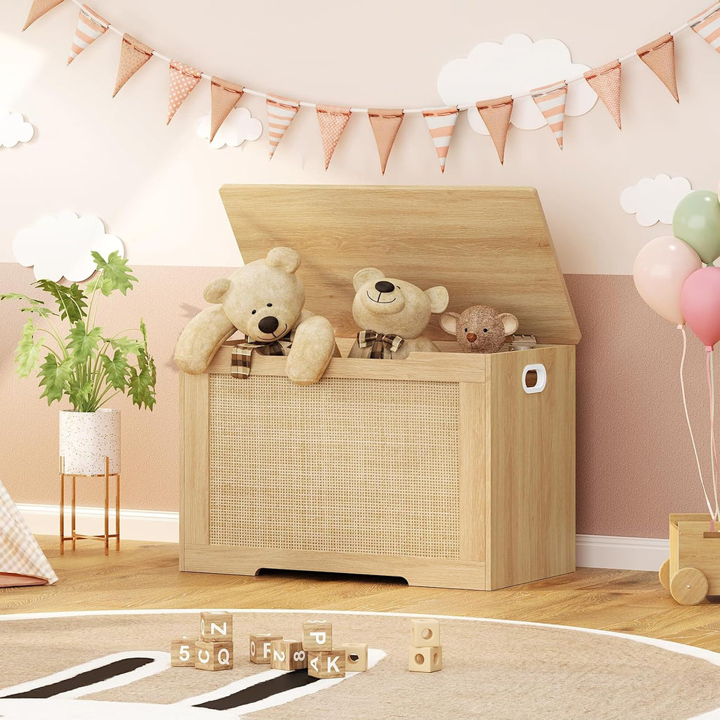 29.5" Storage Chest, Storage Bench with Storage, Toy Box with 2 Safety Hinges, Toy Chest , Shoe Bench, Supports 220