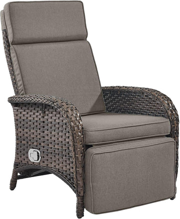 Versatile Outdoor Recliner Chair - Reclining Patio Chair with Adjustable Backrest and Footrest, All-Weather Wicker
