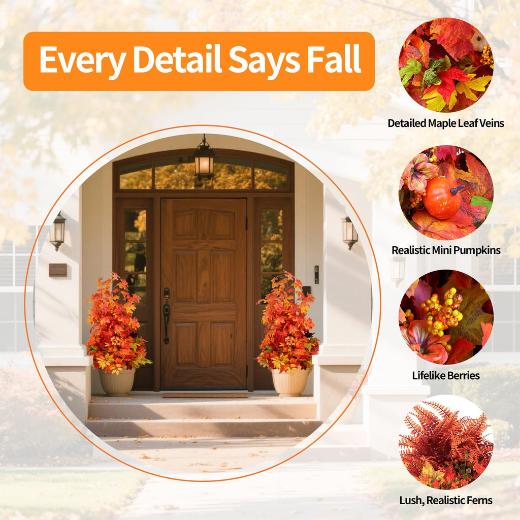 Fall Artificial Tree-35in Halloween Tree - 2PCS Maple Tree Fake Fall Tree UV Resistant Plants with Planter for Fall