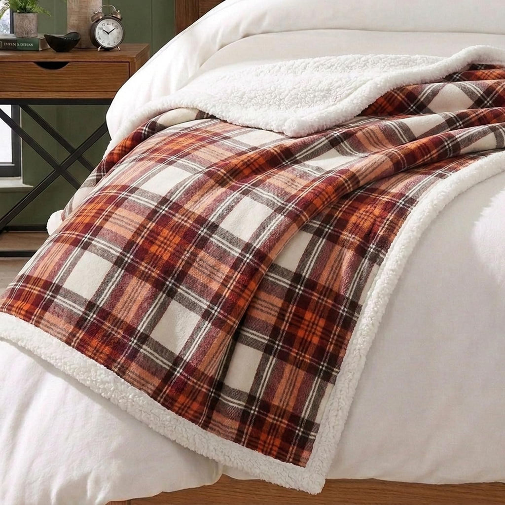 Sherpa Reverse Throw Blanket for Bed or Couch, 50 x 60