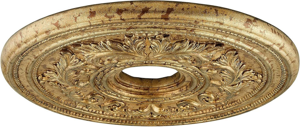 Ceiling Medallion, Hand Applied Vintage Gold Leaf with Gilded Accents, 22.k"Dx1.5"H