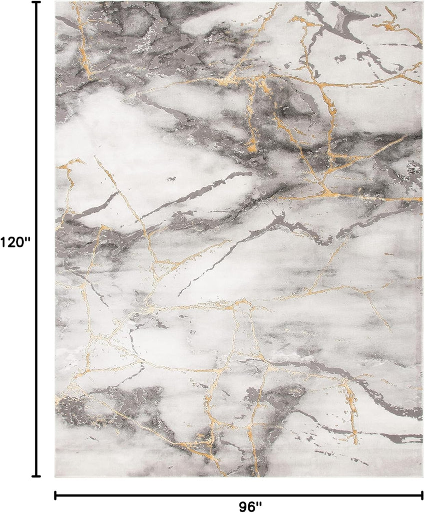 Area Rug - Craft Collection - Large - Grey & Gold, Modern Abstract Design, Non-Shedding & Easy Cleaning, Ideal