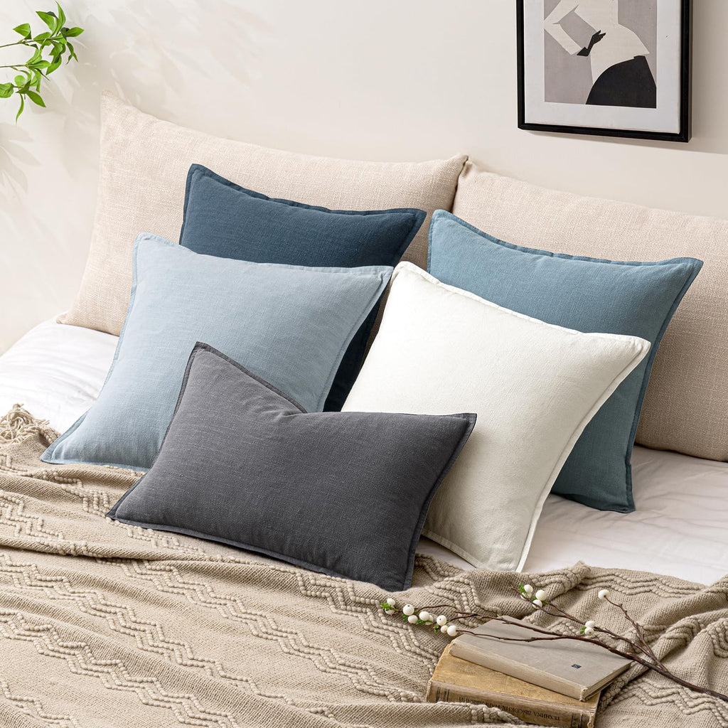 26x26 Inch Set of 2 Euro Sham Decorative Linen Solid Throw Pillow Covers Boho Accent Farmhouse Pillowcases Modern