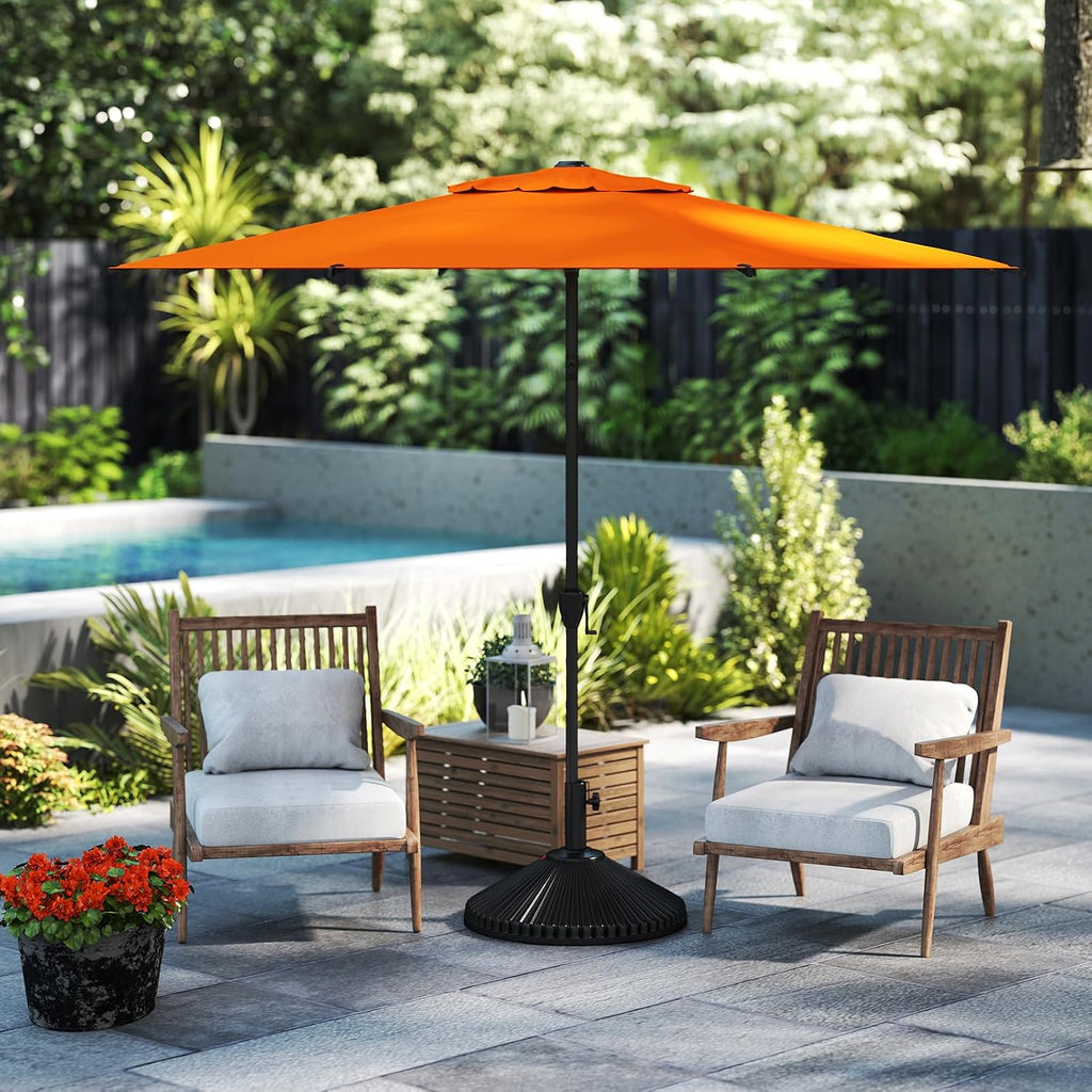 9FT Lyon Outdoor Patio Umbrella Outdoor Table Umbrella with Crank Market Umbrella 8 Sturdy Ribs UV Protection - Orange