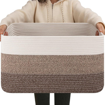 Blanket Basket Laundry Basket Dog Toy Basket 75L Dark Brown