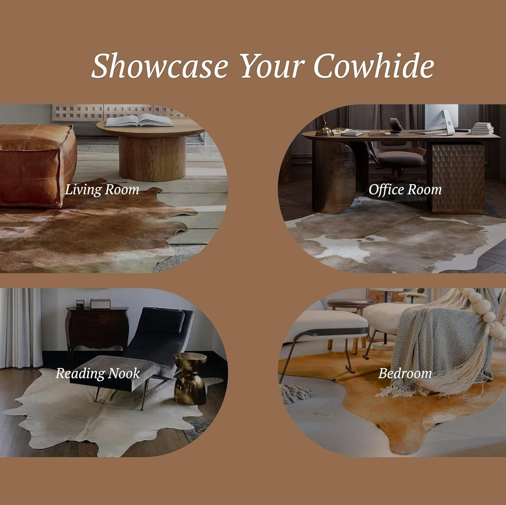 100% Genuine Brazilian Cowhide Rug - Grey - Luxury Cowskin Leather Area Rug Décor 7 x 6 feet