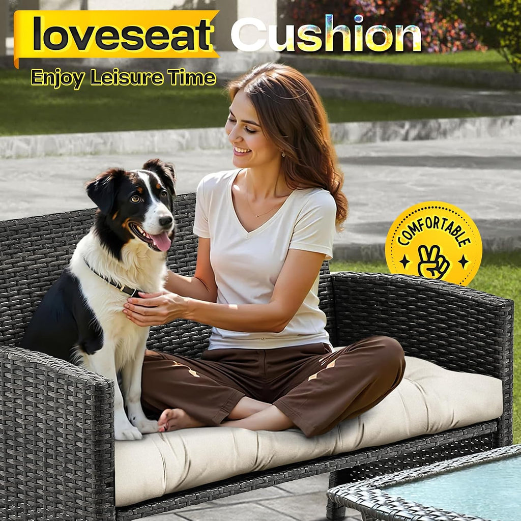 Outdoor Bench Cushion, Memory Foam Loveseat Cushion Furniture Wicker Chair, Settee Porch Swing Seat Cushion, 44 x 19