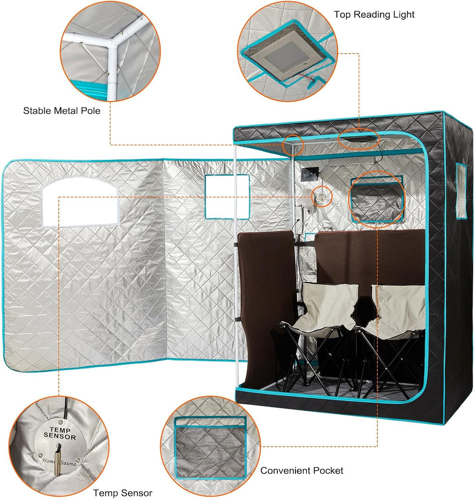 Full Size Infrared Sauna for Home, 2 Person Large Space Personal Home Sauna for Relaxation & Detox