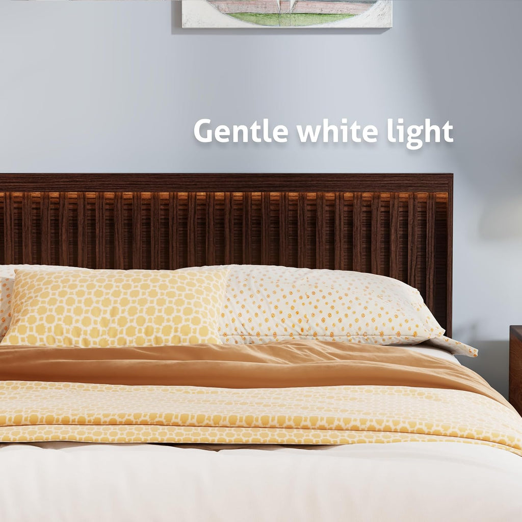 Modern Headboard with Light Elegant Wood Design, 81.5 Inch Wide Headboard Only, Modern Farmhouse, Fluted Panel, Wall
