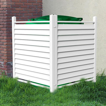 36" W X 45" H Reinforced White Vinyl Privacy Fence, Double Windproof Air Conditioner Fence Trash Can Fence, Louvered