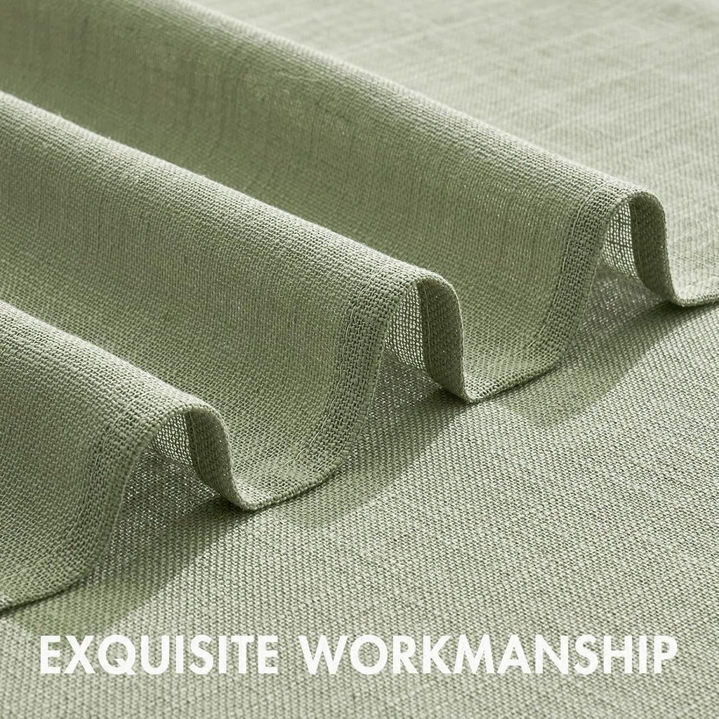 Spring Linen Textured Kitchen Window Curtains over Sink Semi Sheer Farmhouse Small Curtains for Cafe