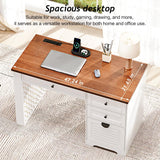 47" Home Office Desks, Executive Desk, Farmhouse Computer Desk with Drawers and Charging Station, File Drawer