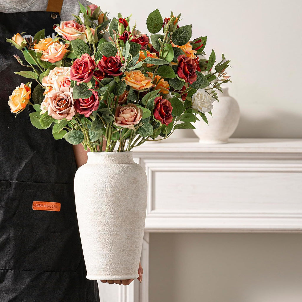 Ceramic Flower Vase, Large Flower Vase Tall Rustic Farmhouse Decorative Vase Floral Pottery Vases