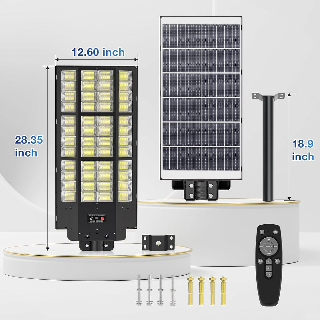 15000W Solar Street Lights, Solar Lights Outdoor IP66 Waterproof | Motion Sensor and Remote, 7000K Commercial Parking