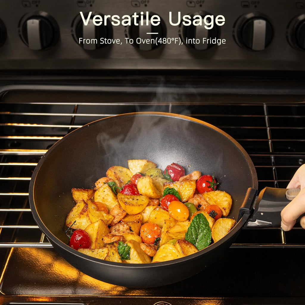 21 Pcs Pots and Pans Set Non Stick, Ceramic Cookware Set Detachable Handle, RV Kitchen Cooking Set Removable Handles
