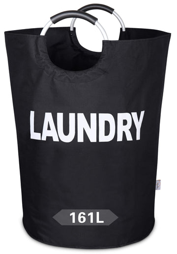 Oversized Laundry Basket, Huge Laundry Hamper Bag with Handles, 160L Black