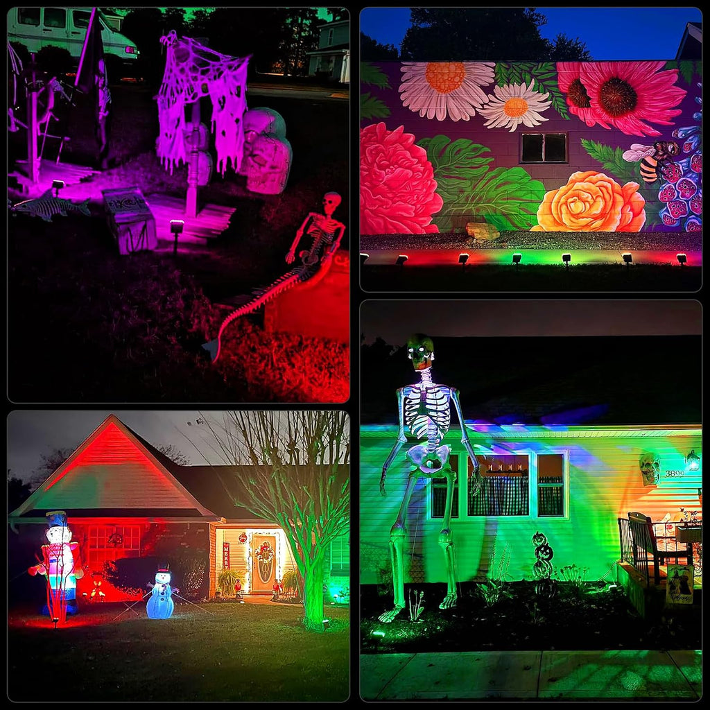 Color Changing Solar Lights Outdoor, IP68 Waterproof, RGB, 6 Pack | 7 Lighting Modes, Multicolor Solar Halloween