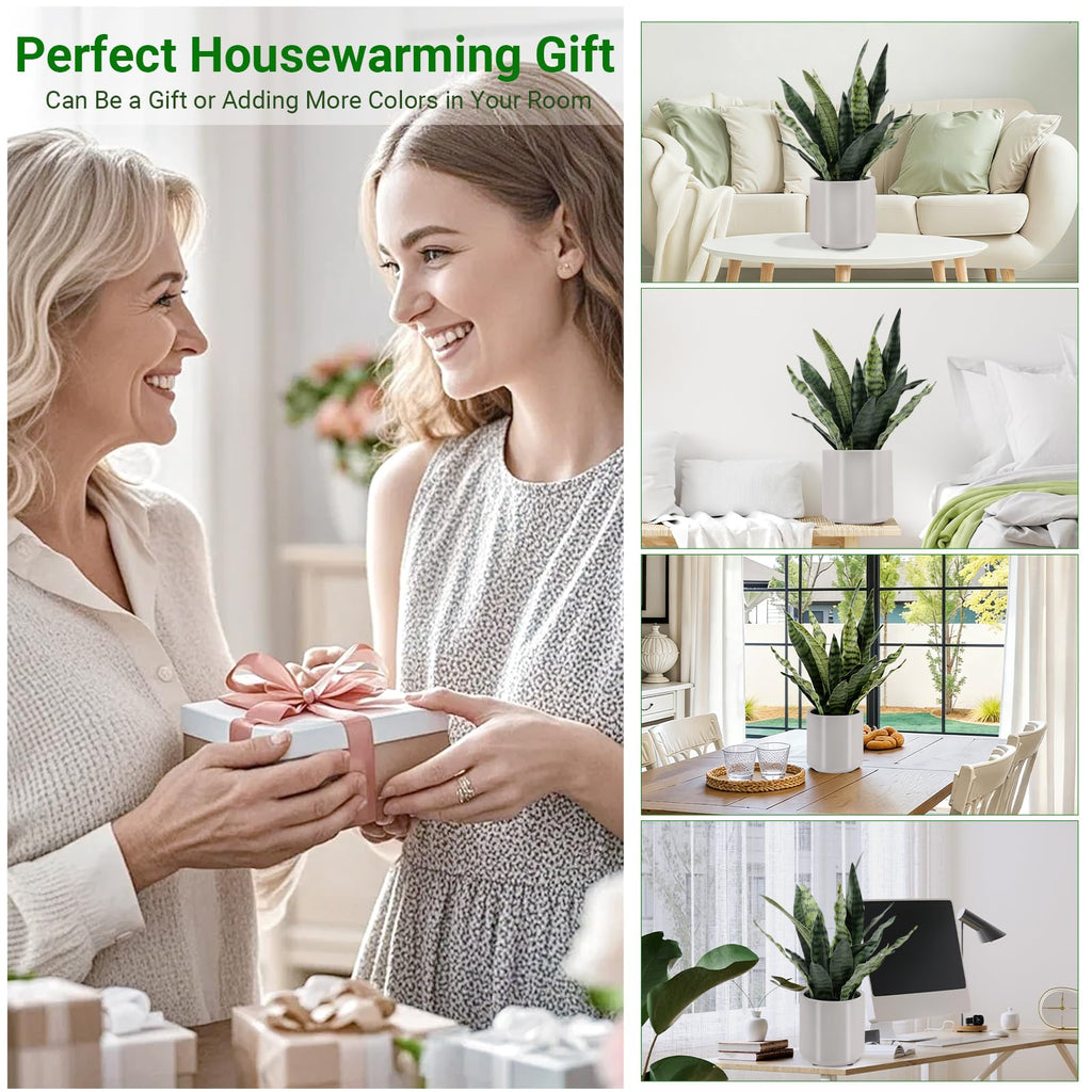 Faux Snake Plant 22" Tall, Realistic Touch Leaves, Potted Artificial Plants Indoor Decor Small Office Home Living Room