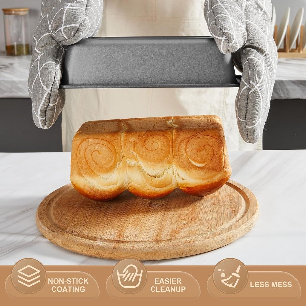 Bakeware Sets, Pans Set, Nonstick Oven Pan with Wider Grips, 10 Pieces Including Rack, Cookie Sheet, Cake Pans, Loaf