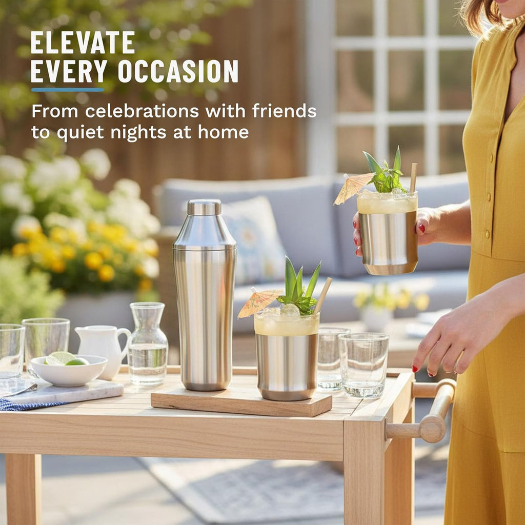 Hybrid Cocktail Shaker - Premium Vacuum Insulated Stainless Steel Cocktail Shaker - Innovative Measuring System