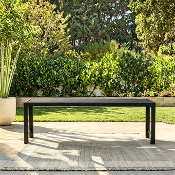 Outdoor Metal Backless Bench Weatherproof Patio Bench with Slatted Seat, All-Weather Garden Bench for Porch, Patio