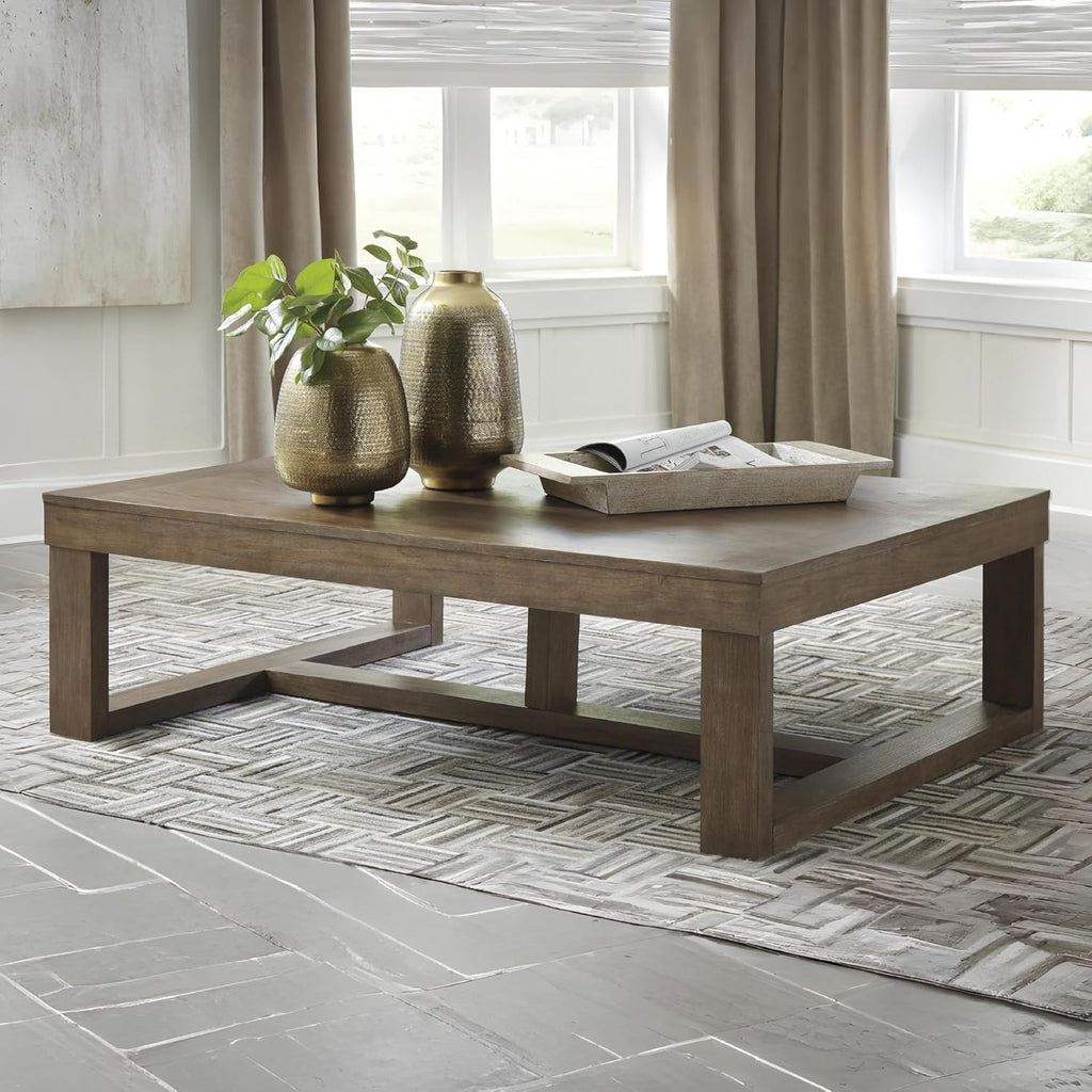 Cariton Contemporary Rectangular Cocktail Table, Brown