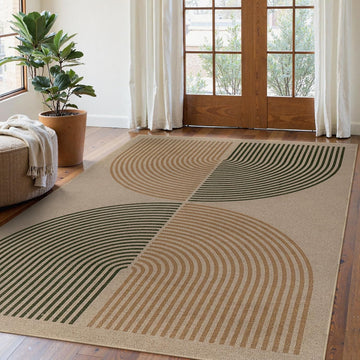 Modern Rainbow Easy Jute Rug, Washable 5x7 Area Rugs Black Farmhouse Dining Room Rug, Contemporary Natural Throw Mat