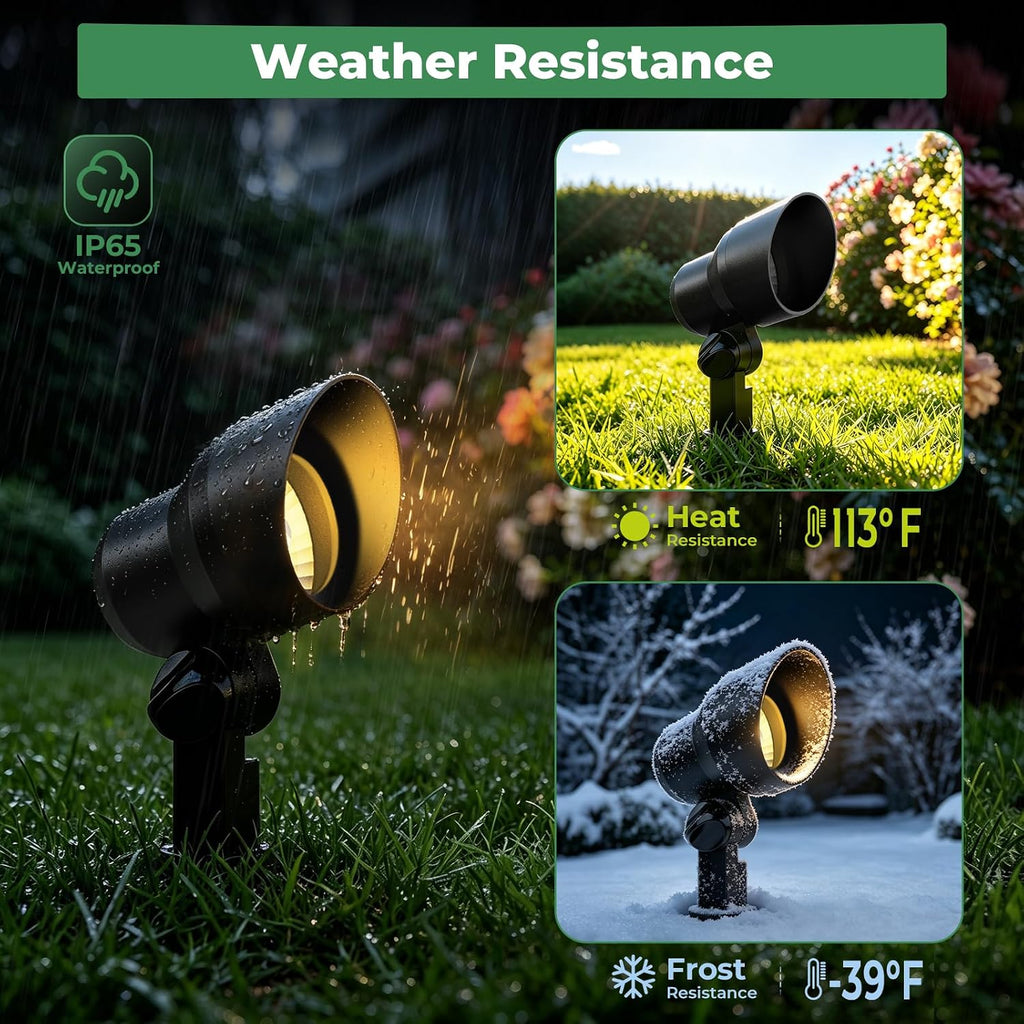 Low Voltage Landscape Spotlight, 12V LED Outdoor Spot Lights with 4W G4 Replaceable Bulb, Wired Waterproof Aluminum