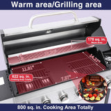 6-Burner Propane Gas Grill with Side Burner, 69,000 BTU BBQ Grill with Cast Iron Grates, Double-Layer Stainless Steel Lid and Grease Management System