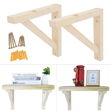 2 Pack Wall Mount Wooden Shelf Brackets Triangle 12.5 Inch