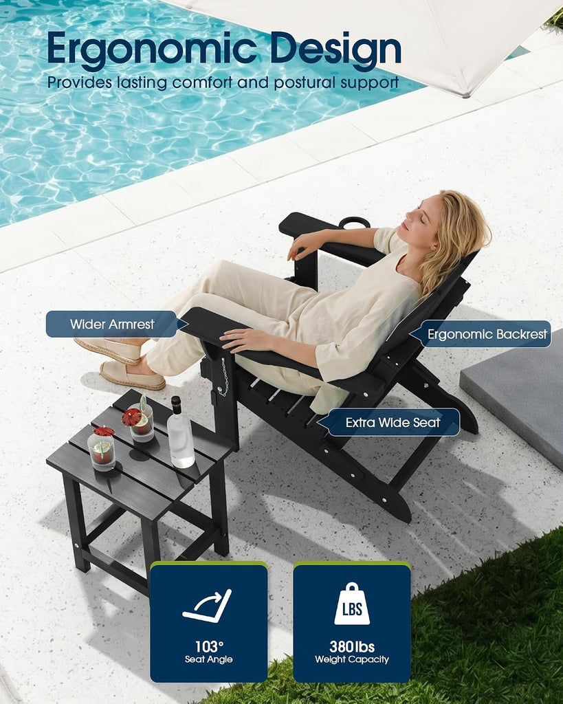 Folding Adirondack Chairs Patio Chairs Outdoor Adirondack Chair Weather Resistant Chair , Outside, Deck, Backyard