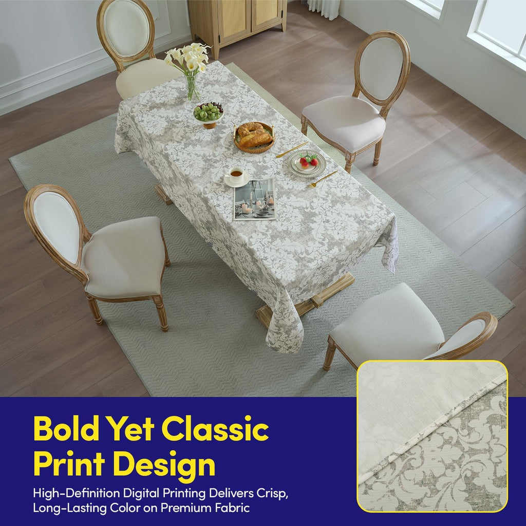 Rectangle Tablecloth 60" x 102" 100% Waterproof Fabric - Wipe-Clean, Tear-Proof Decorative Table Cov