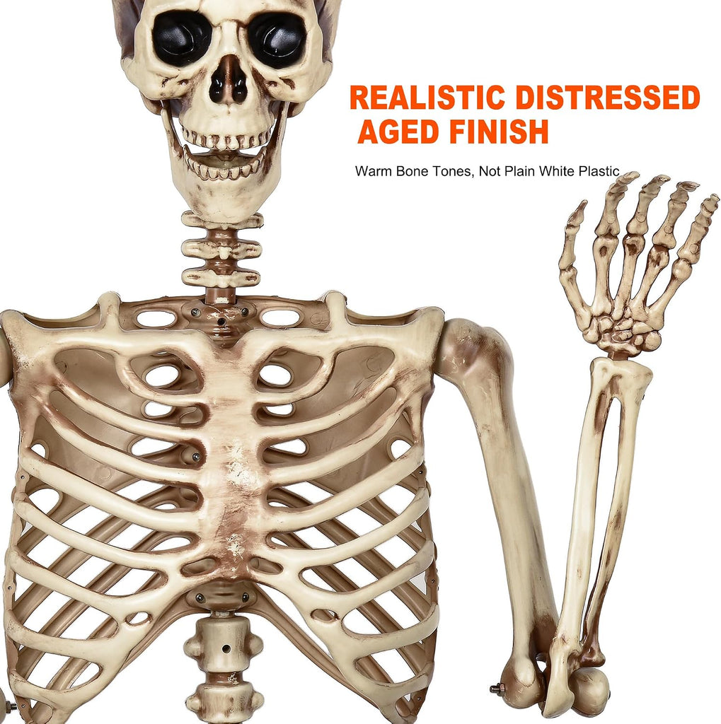 5.4ft Life Size Skeleton,Poseable Halloween Giant Skeletons Decorations Outdoor,Full Body Human Bones with Movable