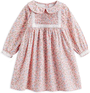 Toddler Floral Dress, Long Sleeve Smocked