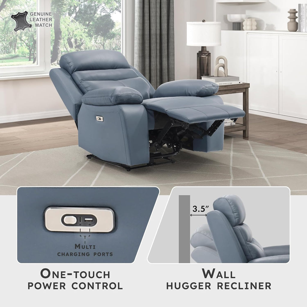 Recliner Chair Living Room Leather Match Reclining Sofa Chair, Home Theater Seating, Wall Hugger Recliner, Power