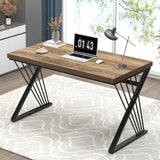 Computer Desk, Modern Home Office Desk, Industrial Wood and Metal Study Writing Work PC Table Living Room, Rustic Oak
