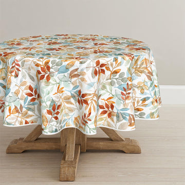 Fall Tablecloth 70 x 70 Inch Round Thanksgiving Leaf