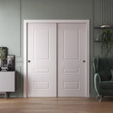 Sliding Closet Bypass Doors 60 x 96 inches | Base 7233 White | Rails Hardware Set | Wood Solid Bedro