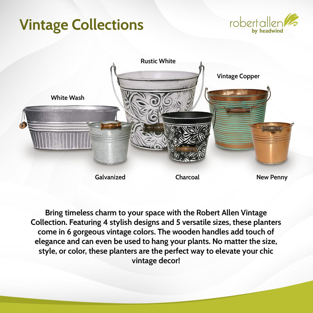 Vintage Collection 10 in Rustic White Bucket Planter