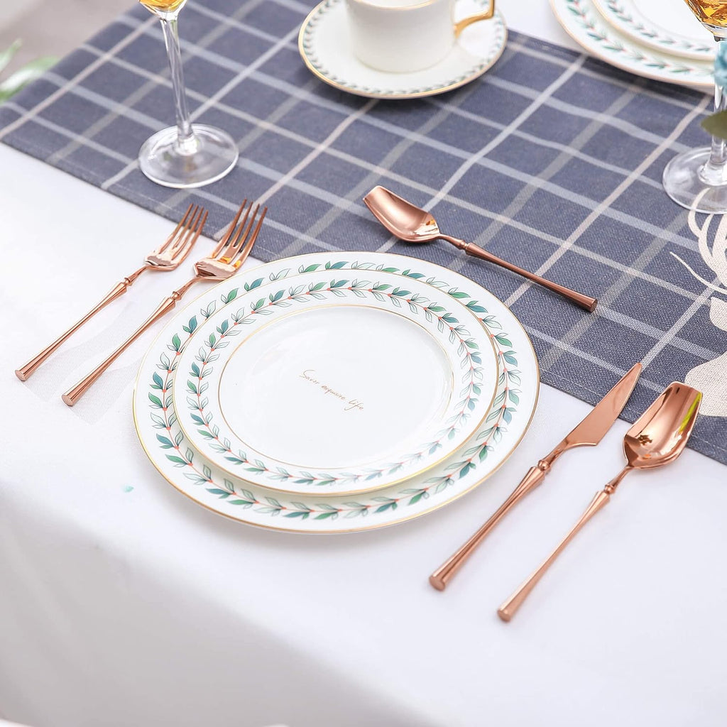 20-Piece Rose Gold Silverware Set for 4,Modern 18/10 Stainless Steel Flatware Set,Unique Rustic Cutlery Utensils Set