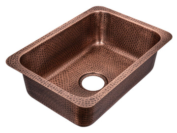Kitchen & Bar Sink - 21-inch Milan Dual Mount Drop Sink, Hand Hammered Pure Copper Sinks, Drop in Bar Sinks or