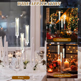 6 Set Wedding 3 Arm Acrylic Candelabra Table Centerpiece 30.7" Clear Tall Floor Candle Holder with Shade Pillar Taper