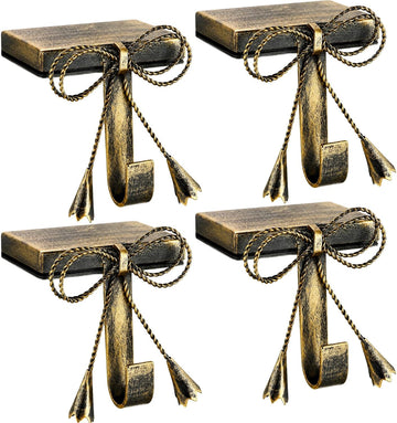 4 Pieces Christmas Bow Stocking Holders for Mantle Rustic Hanger