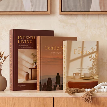 Decorative Books for Coffee Table - Set of 3 Faux/Fake Book Storage Boxes Decor, Neutral Minimalist Book Decor for