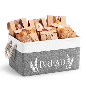 Bread Storage Basket Foldable Bread Storage Container Bin with Handles Burlap Basket Box Counter and Pantry