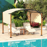 Arched Patio Shelter Pavilion with Retractable Sun Shade Canopy, Extra Large Outdoor Pergola for Deck, Porch, Garden