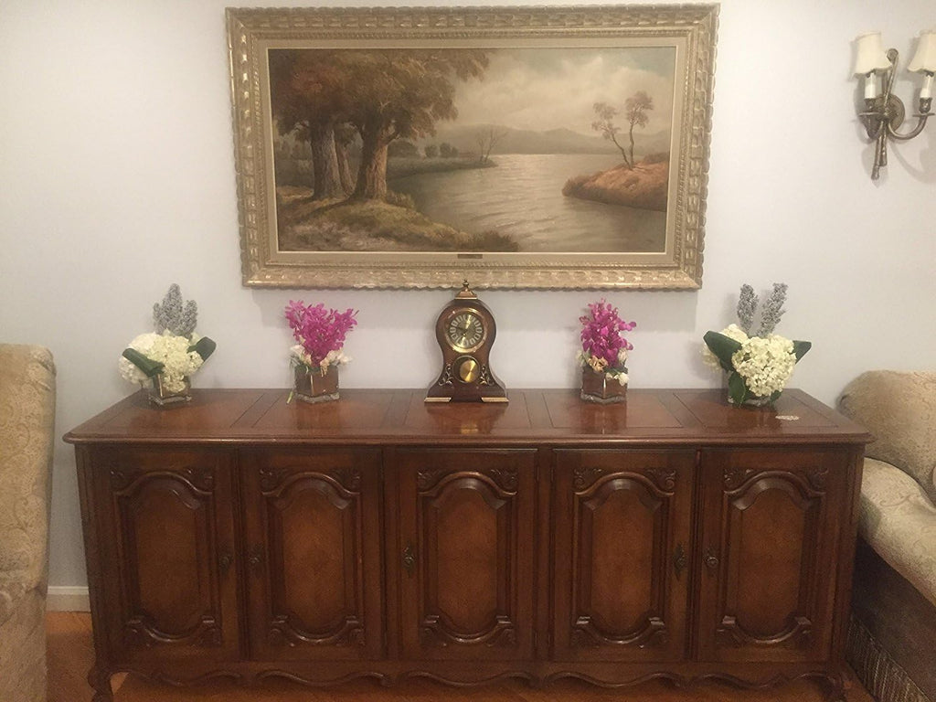Le'raze Elegant, Decorative,Grandfather Clock Hand Painted Wood Modern Mantel with Swinging Pendulum Shelf,Tabletop,Desk,Buffet, Color...
