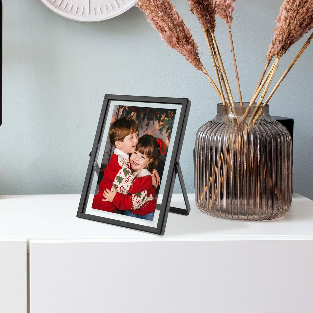 5x7 Floating Picture Frames 2 Pack, Black Vertical