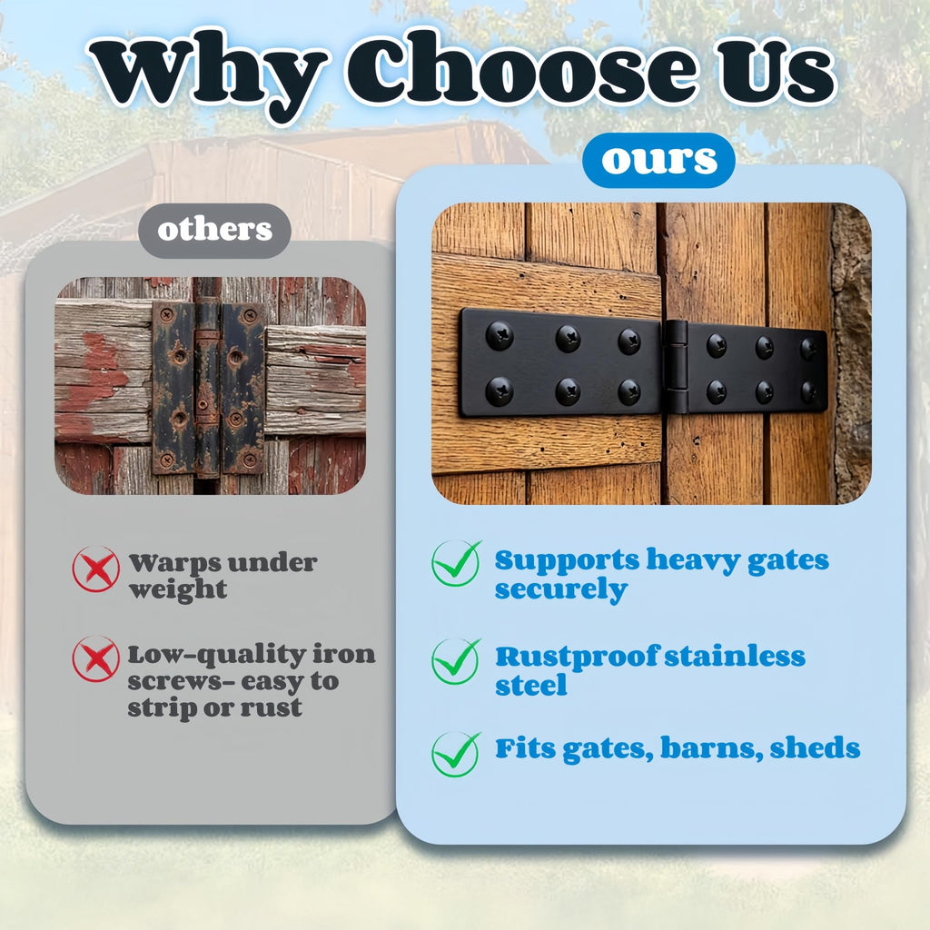 Heavy Duty Gate Hinges, Adjustable 270° Folding Barn Door Hinges