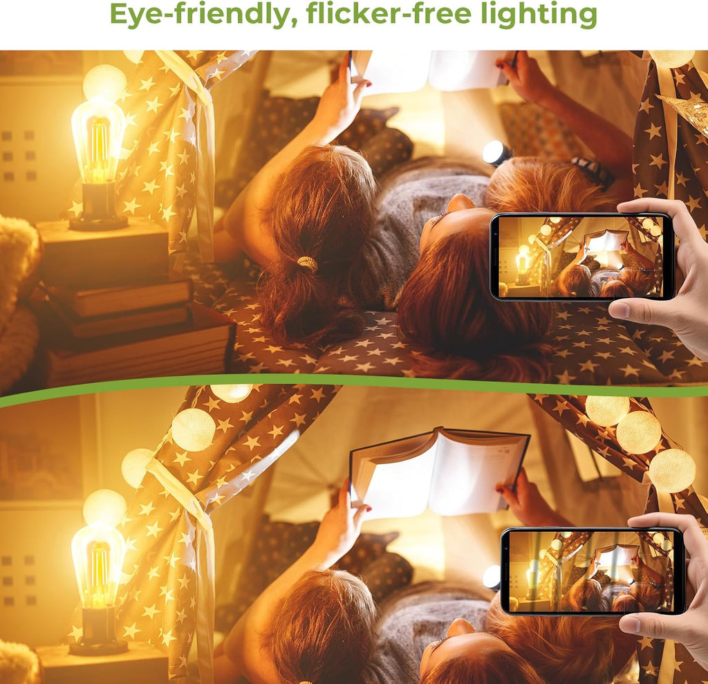 LED Edison Bulbs 40 watt Equivalent, E26 Light Bulb Dimmable, Soft White 2700K, Amber Glass ST58 Vintage LED Bulbs (4 Pack)